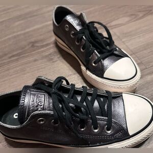 Leather silver converse